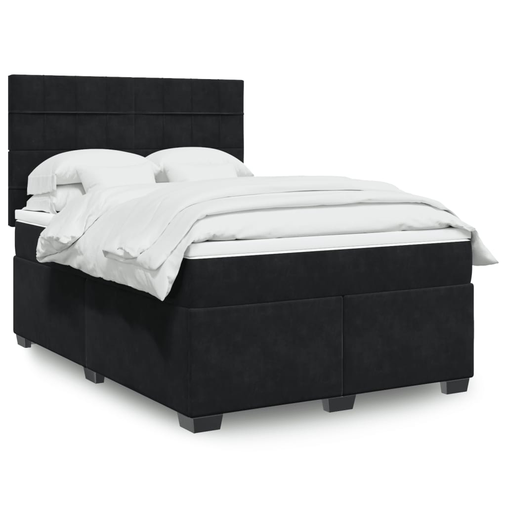 Boxspring met matras fluweel zwart 140x190 cm Bedden & bedframes | Creëer jouw Trendy Thuis | Gratis bezorgd & Retour | Trendy.nl