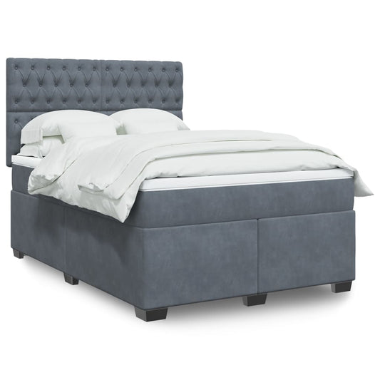 Boxspring met matras fluweel donkergrijs 140x190 cm Bedden & bedframes | Creëer jouw Trendy Thuis | Gratis bezorgd & Retour | Trendy.nl