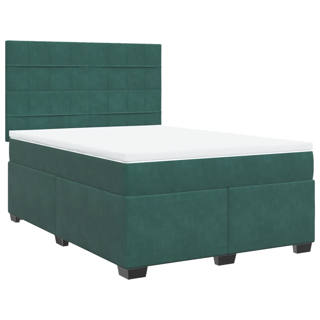 Boxspring met matras fluweel donkergroen 140x200 cm Bedden & bedframes | Creëer jouw Trendy Thuis | Gratis bezorgd & Retour | Trendy.nl