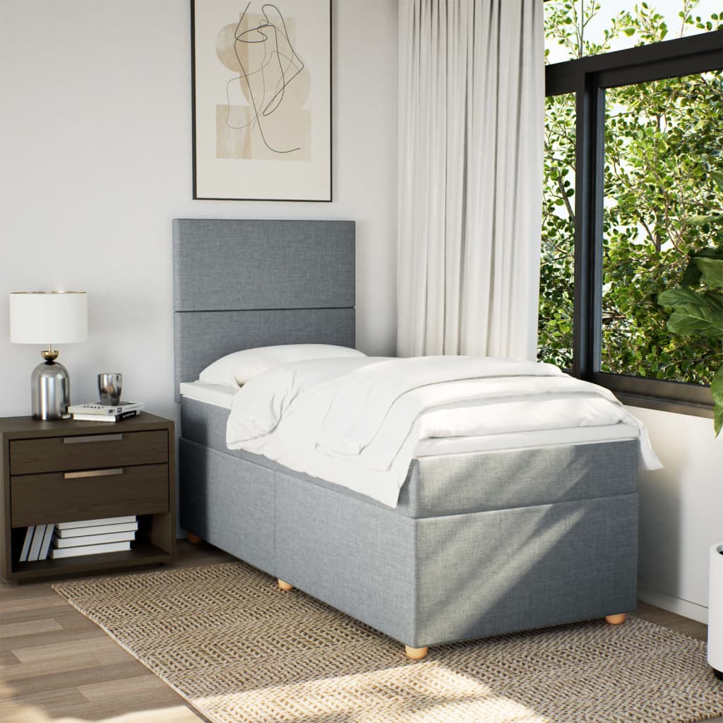 Boxspring met matras stof lichtgrijs 80x200 cm Bedden & bedframes | Creëer jouw Trendy Thuis | Gratis bezorgd & Retour | Trendy.nl