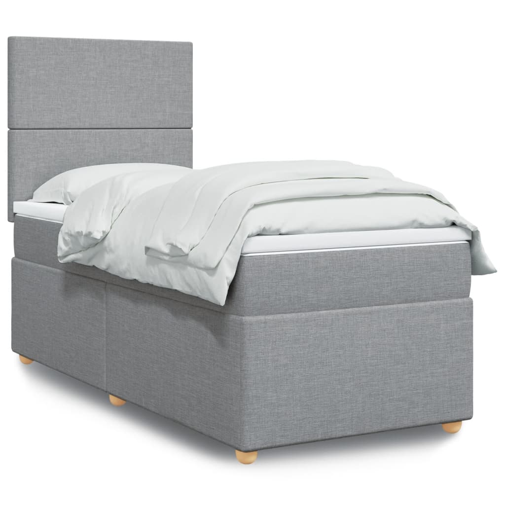 Boxspring met matras stof lichtgrijs 80x200 cm Bedden & bedframes | Creëer jouw Trendy Thuis | Gratis bezorgd & Retour | Trendy.nl