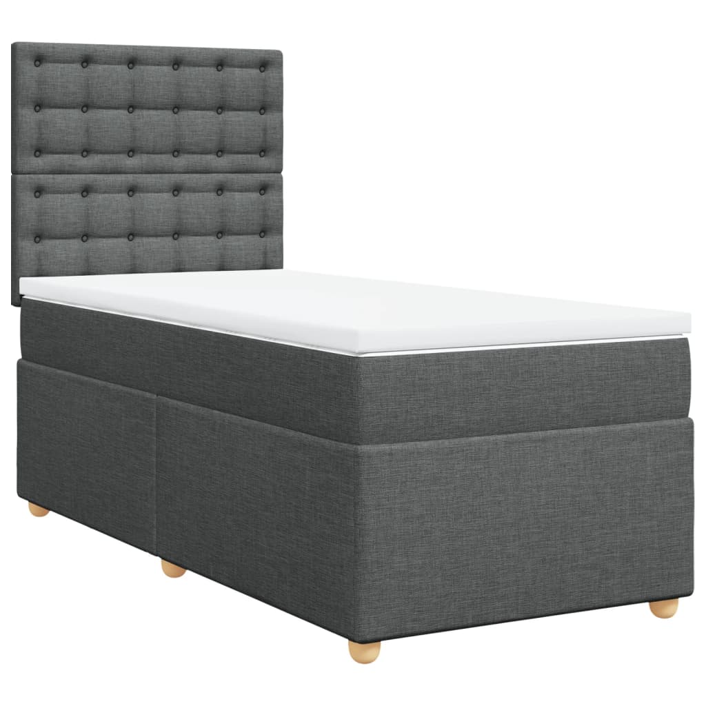 Boxspring met matras stof donkergrijs 80x200 cm Bedden & bedframes | Creëer jouw Trendy Thuis | Gratis bezorgd & Retour | Trendy.nl