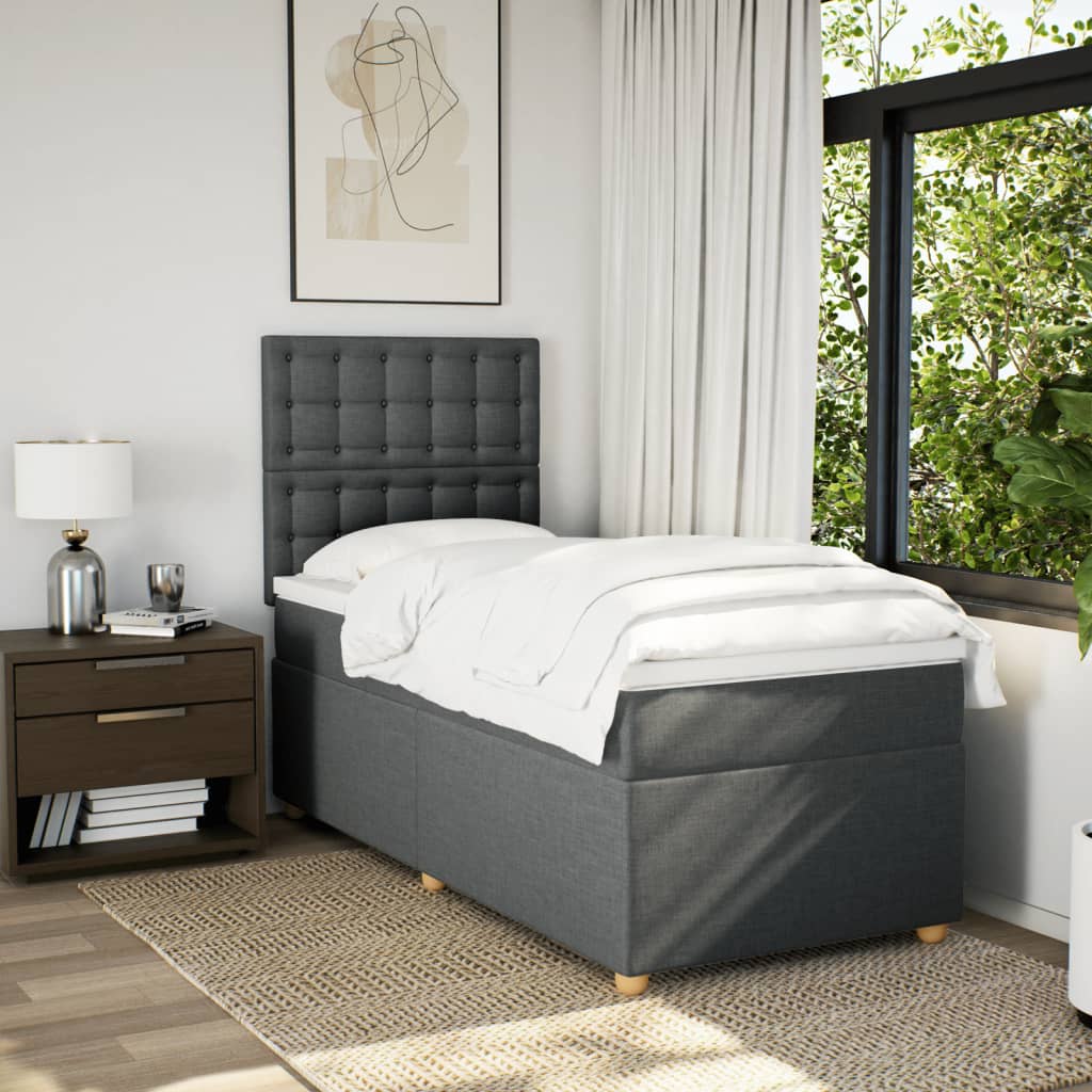 Boxspring met matras stof donkergrijs 80x200 cm Bedden & bedframes | Creëer jouw Trendy Thuis | Gratis bezorgd & Retour | Trendy.nl