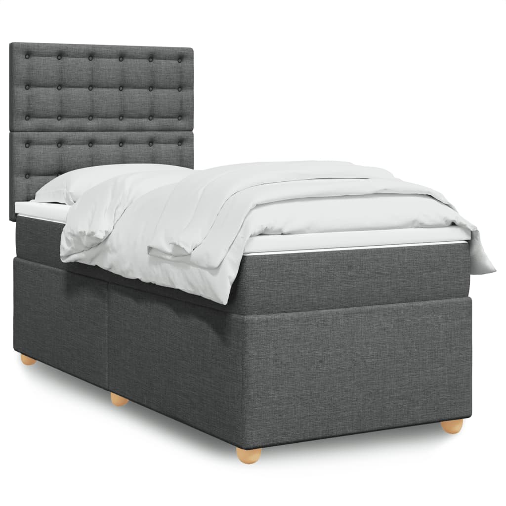 Boxspring met matras stof donkergrijs 80x200 cm Bedden & bedframes | Creëer jouw Trendy Thuis | Gratis bezorgd & Retour | Trendy.nl