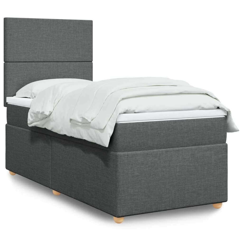 Boxspring met matras stof donkergrijs 90x190 cm Bedden & bedframes | Creëer jouw Trendy Thuis | Gratis bezorgd & Retour | Trendy.nl