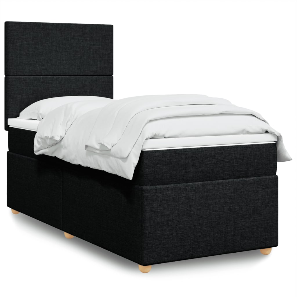 Boxspring met matras stof zwart 90x190 cm Bedden & bedframes | Creëer jouw Trendy Thuis | Gratis bezorgd & Retour | Trendy.nl