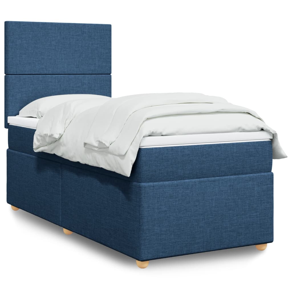 Boxspring met matras stof blauw 90x190 cm Bedden & bedframes | Creëer jouw Trendy Thuis | Gratis bezorgd & Retour | Trendy.nl