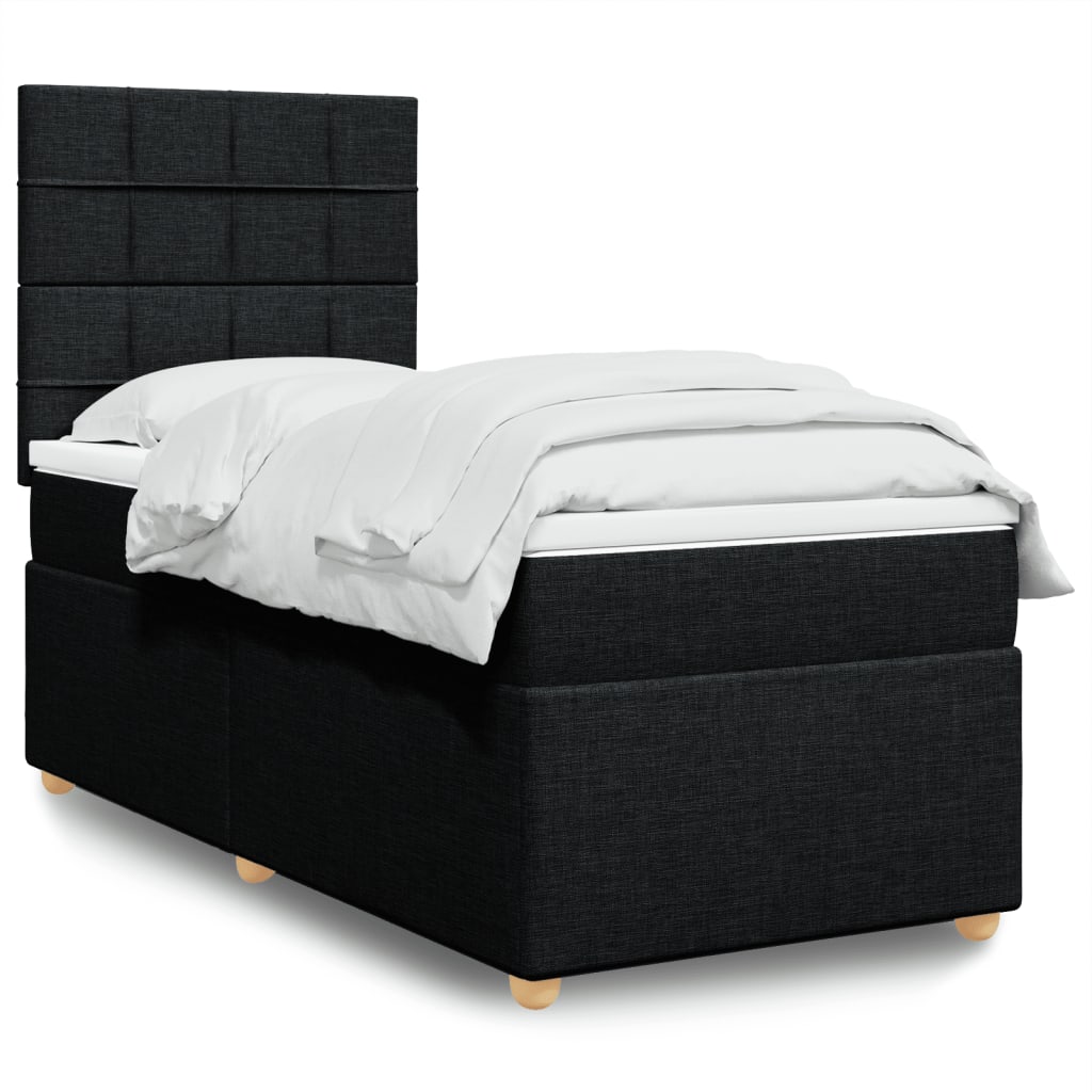 Boxspring met matras stof zwart 90x190 cm Bedden & bedframes | Creëer jouw Trendy Thuis | Gratis bezorgd & Retour | Trendy.nl