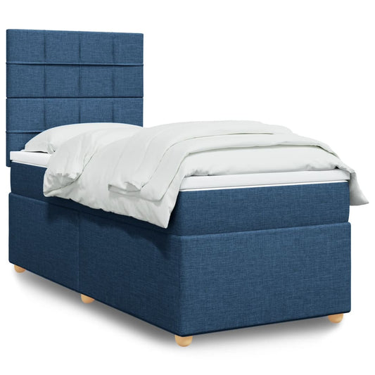 Boxspring met matras stof blauw 90x190 cm Bedden & bedframes | Creëer jouw Trendy Thuis | Gratis bezorgd & Retour | Trendy.nl