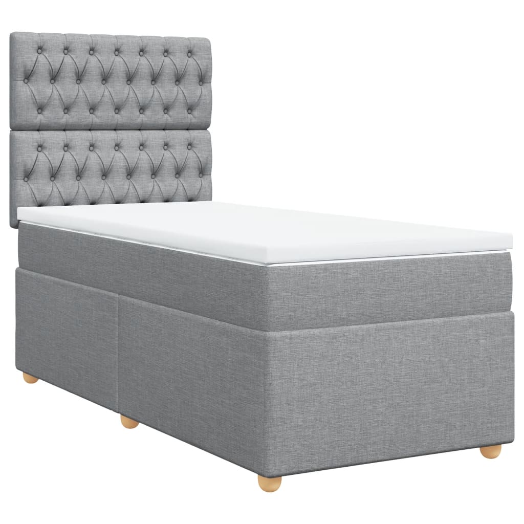 Boxspring met matras stof lichtgrijs 90x190 cm Bedden & bedframes | Creëer jouw Trendy Thuis | Gratis bezorgd & Retour | Trendy.nl