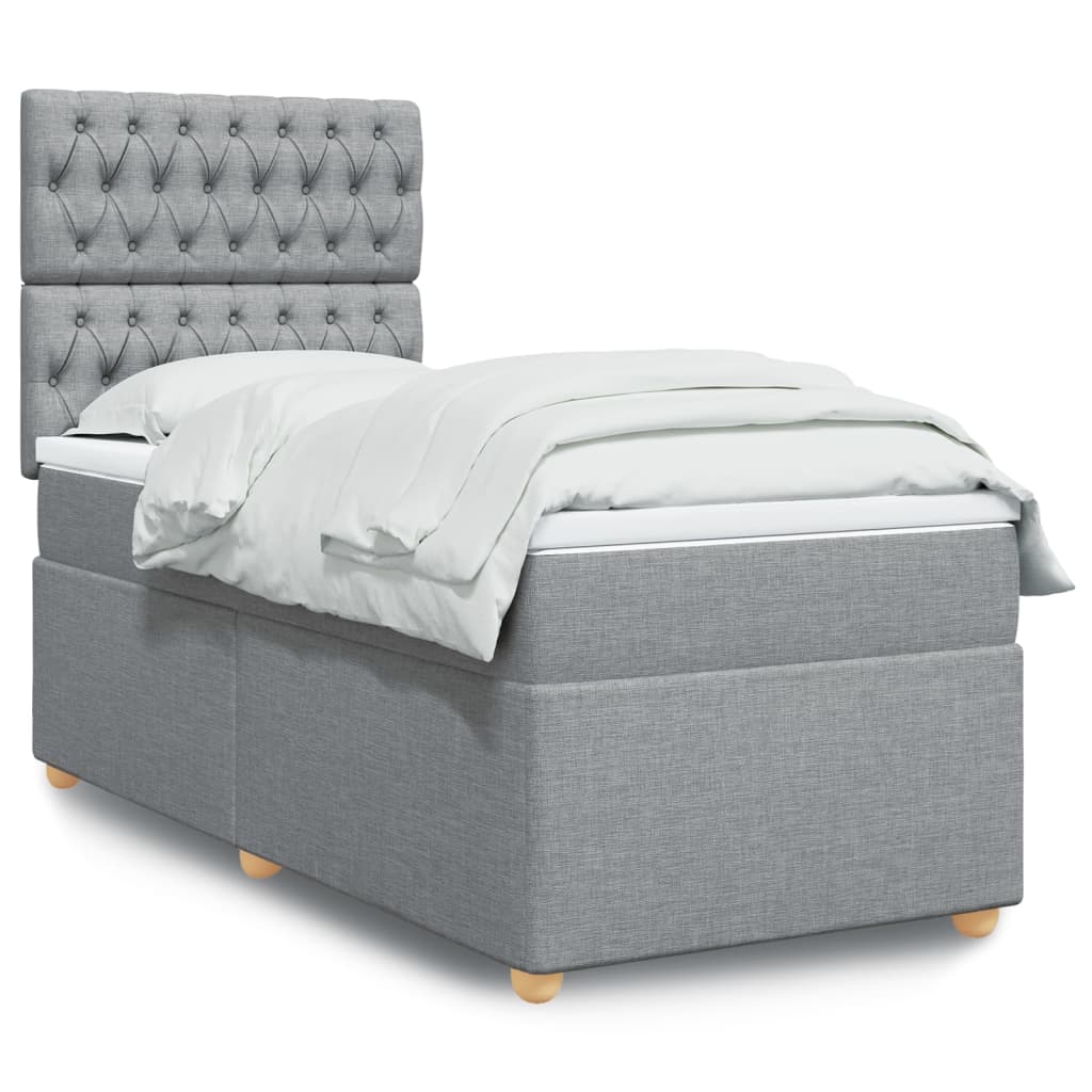 Boxspring met matras stof lichtgrijs 90x190 cm Bedden & bedframes | Creëer jouw Trendy Thuis | Gratis bezorgd & Retour | Trendy.nl