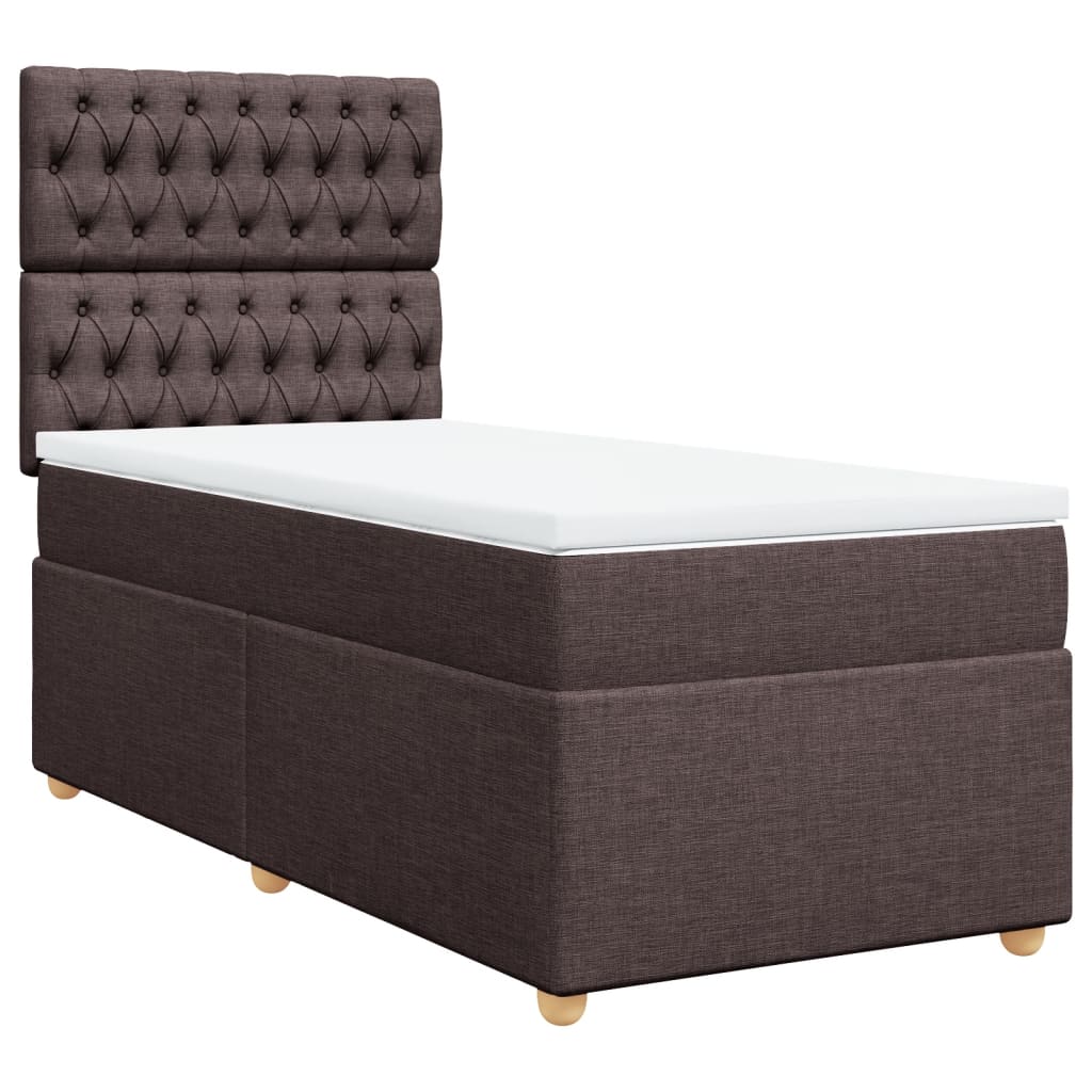 Boxspring met matras stof donkerbruin 90x190 cm Bedden & bedframes | Creëer jouw Trendy Thuis | Gratis bezorgd & Retour | Trendy.nl