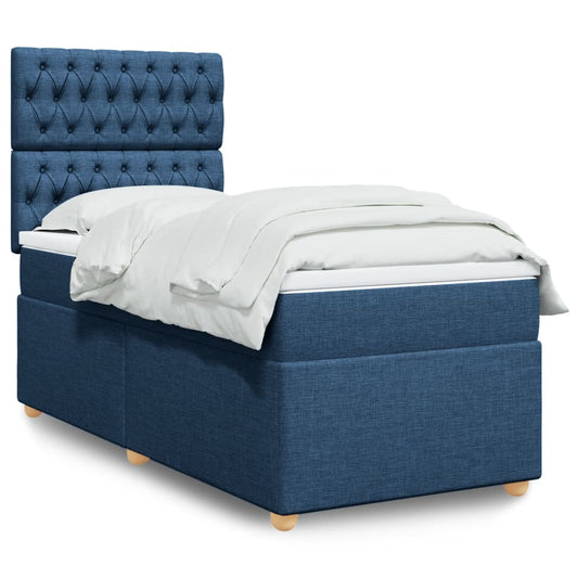 Boxspring met matras stof blauw 90x190 cm Bedden & bedframes | Creëer jouw Trendy Thuis | Gratis bezorgd & Retour | Trendy.nl