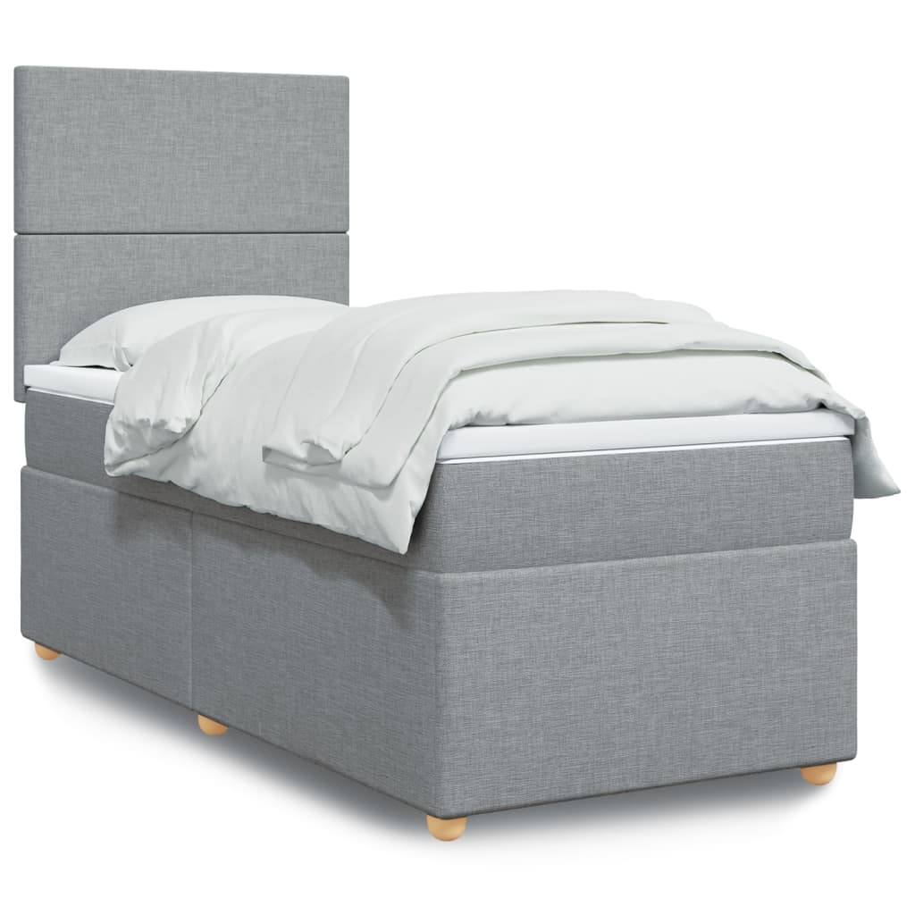 Boxspring met matras stof lichtgrijs 90x200 cm Bedden & bedframes | Creëer jouw Trendy Thuis | Gratis bezorgd & Retour | Trendy.nl