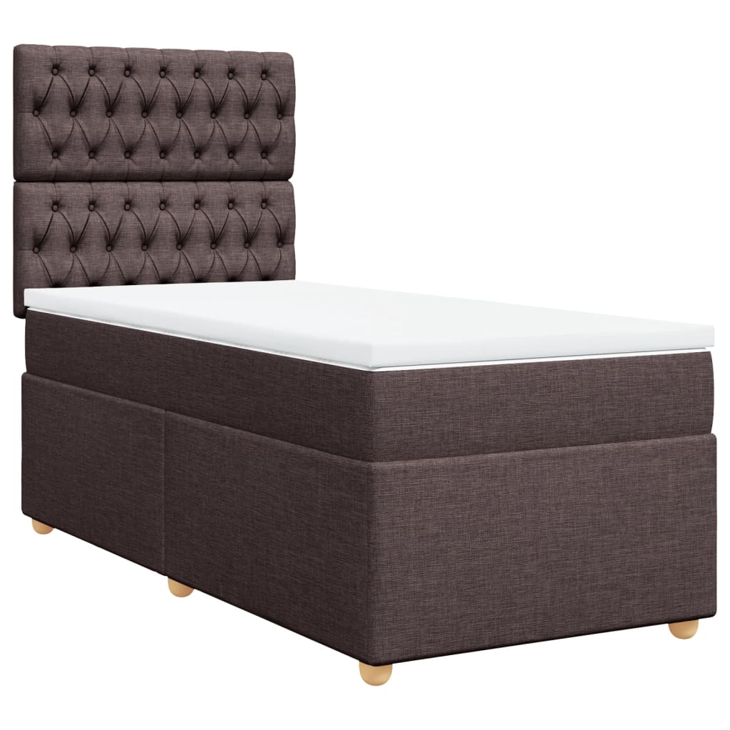 Boxspring met matras stof donkerbruin 90x200 cm Bedden & bedframes | Creëer jouw Trendy Thuis | Gratis bezorgd & Retour | Trendy.nl