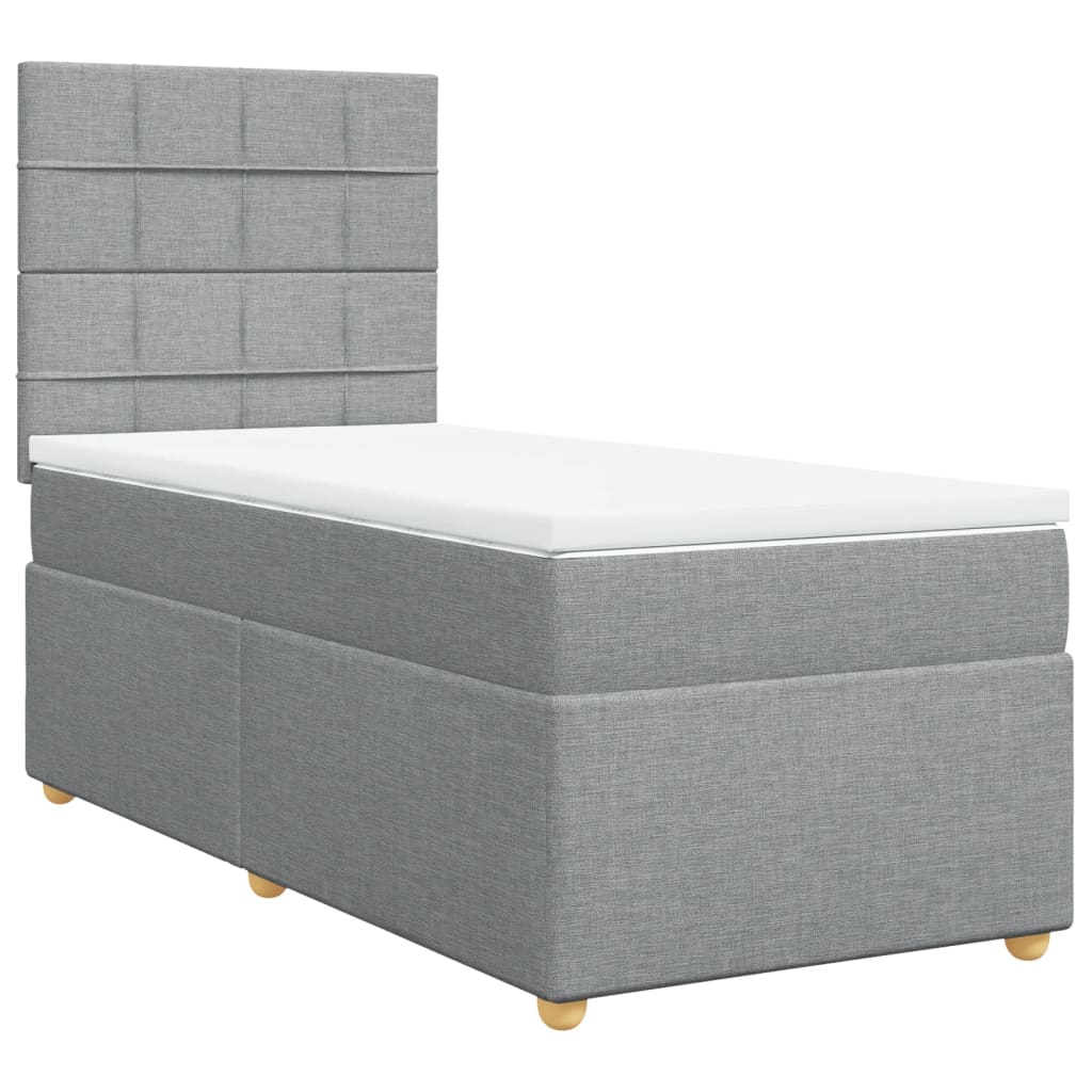 Boxspring met matras stof lichtgrijs 100x200 cm Bedden & bedframes | Creëer jouw Trendy Thuis | Gratis bezorgd & Retour | Trendy.nl