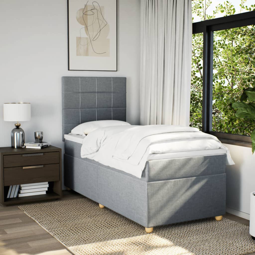 Boxspring met matras stof lichtgrijs 100x200 cm Bedden & bedframes | Creëer jouw Trendy Thuis | Gratis bezorgd & Retour | Trendy.nl