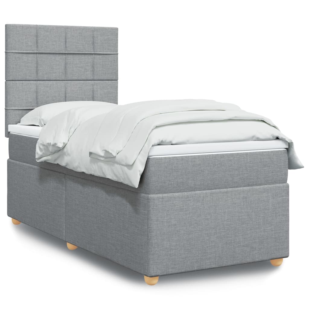 Boxspring met matras stof lichtgrijs 100x200 cm Bedden & bedframes | Creëer jouw Trendy Thuis | Gratis bezorgd & Retour | Trendy.nl