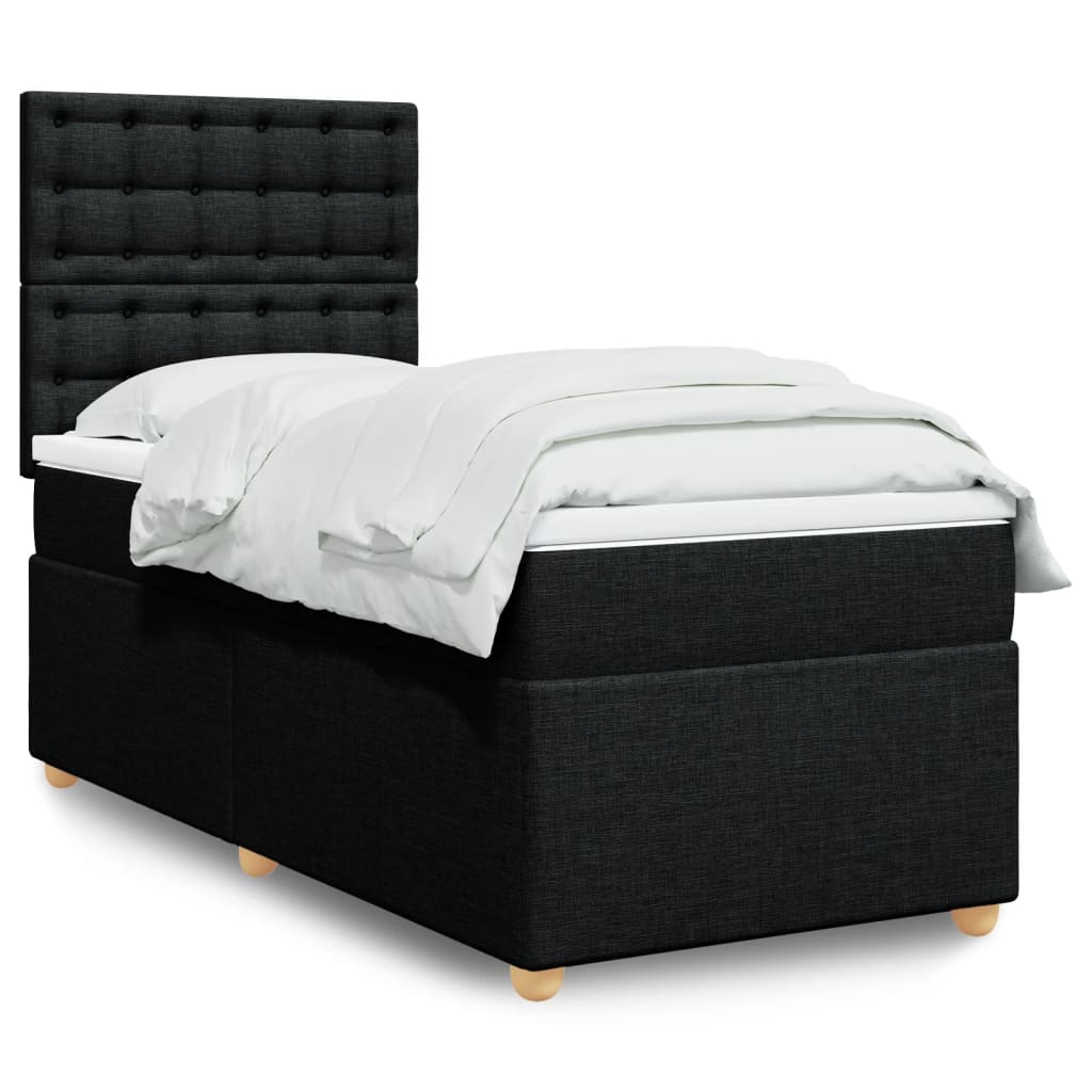 Boxspring met matras stof zwart 100x200 cm Bedden & bedframes | Creëer jouw Trendy Thuis | Gratis bezorgd & Retour | Trendy.nl