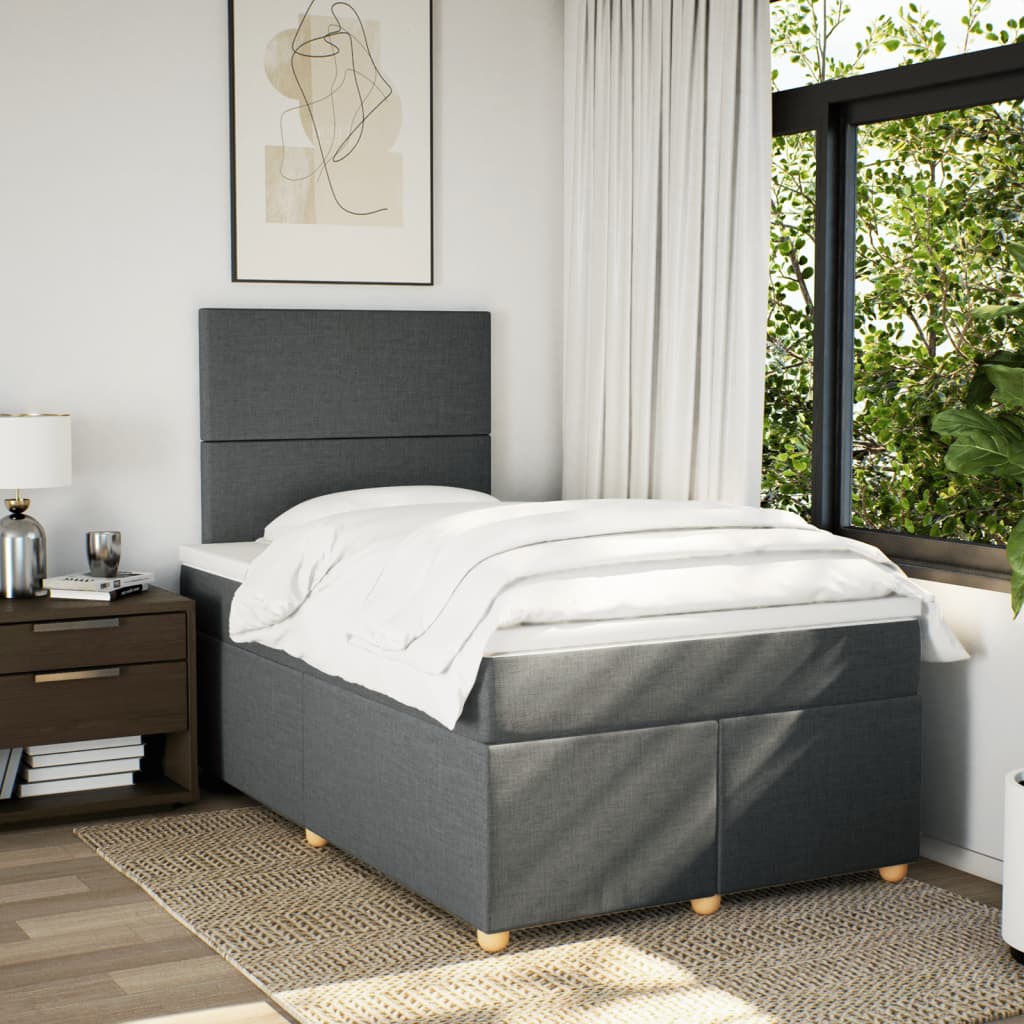 Boxspring met matras stof donkergrijs 120x190 cm Bedden & bedframes | Creëer jouw Trendy Thuis | Gratis bezorgd & Retour | Trendy.nl