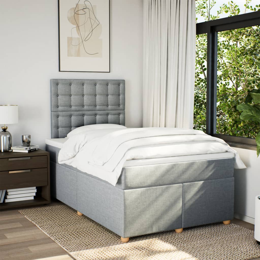 Boxspring met matras stof lichtgrijs 120x190 cm Bedden & bedframes | Creëer jouw Trendy Thuis | Gratis bezorgd & Retour | Trendy.nl