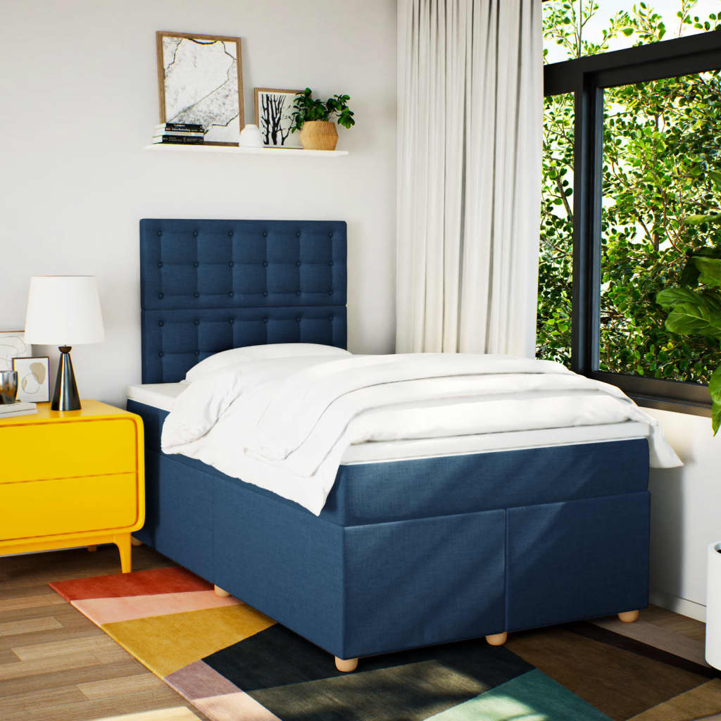 Boxspring met matras stof blauw 120x190 cm Bedden & bedframes | Creëer jouw Trendy Thuis | Gratis bezorgd & Retour | Trendy.nl