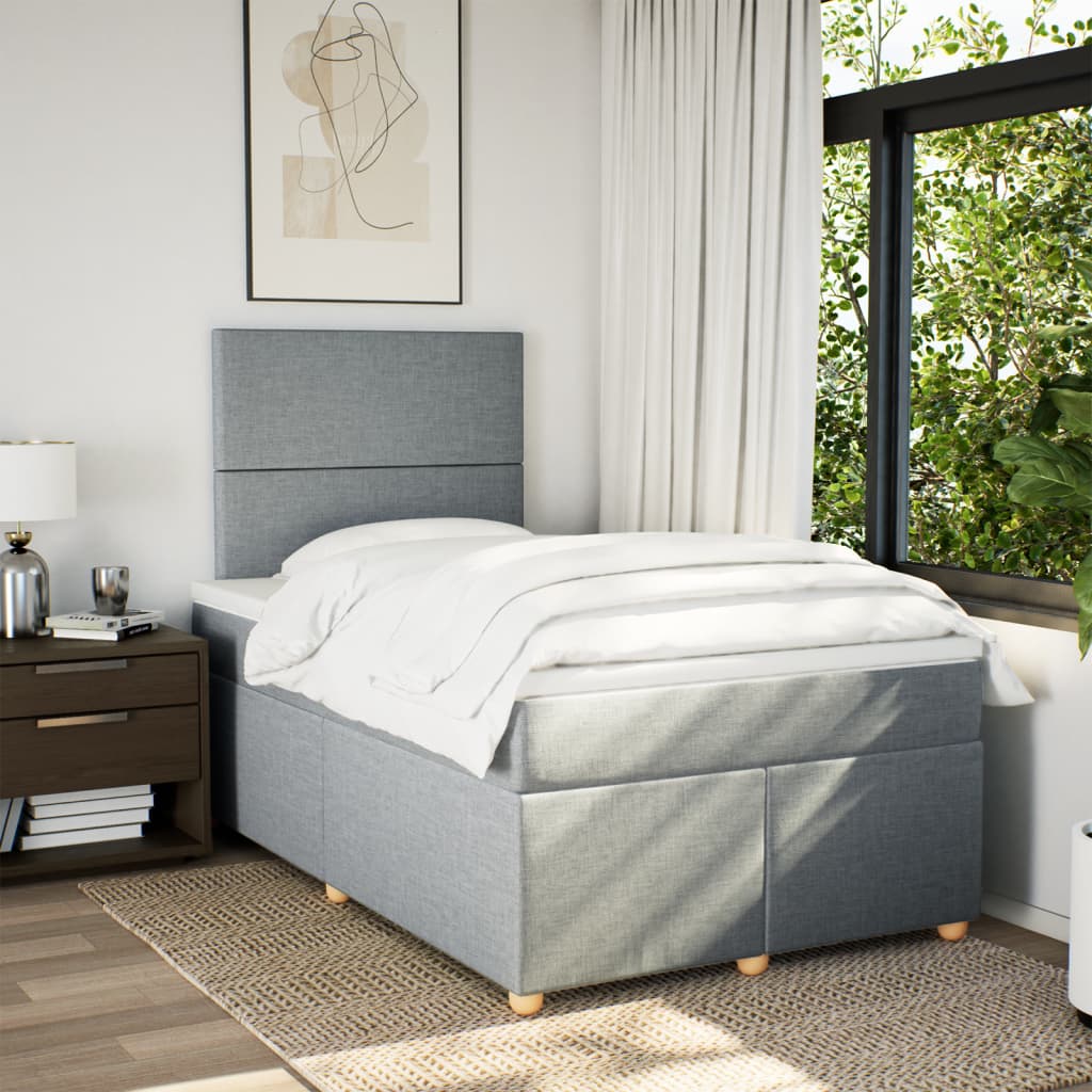 Boxspring met matras stof lichtgrijs 120x200 cm Bedden & bedframes | Creëer jouw Trendy Thuis | Gratis bezorgd & Retour | Trendy.nl