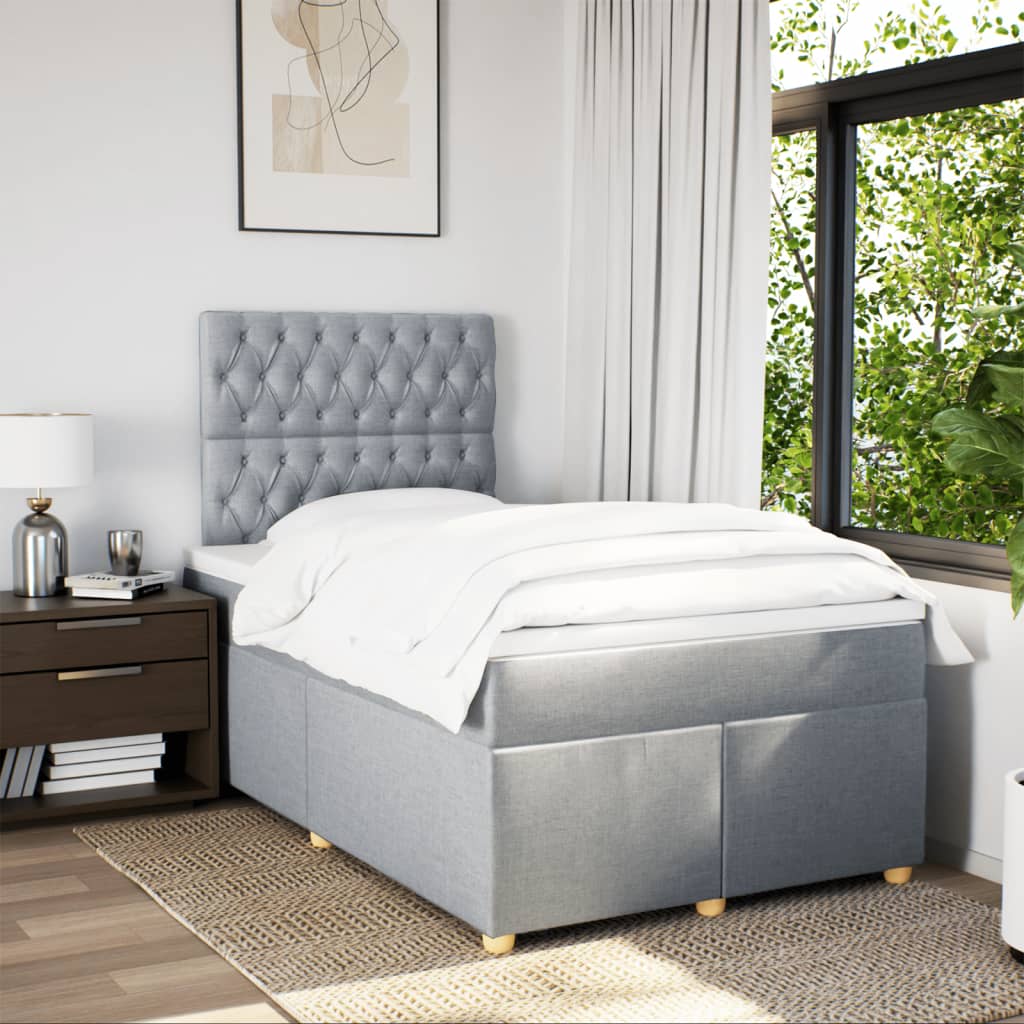 Boxspring met matras stof lichtgrijs 120x200 cm Bedden & bedframes | Creëer jouw Trendy Thuis | Gratis bezorgd & Retour | Trendy.nl