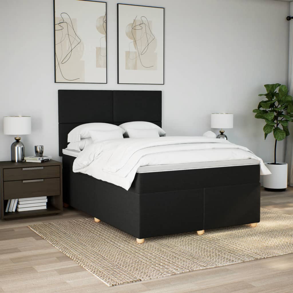 Boxspring met matras stof zwart 140x190 cm Bedden & bedframes | Creëer jouw Trendy Thuis | Gratis bezorgd & Retour | Trendy.nl