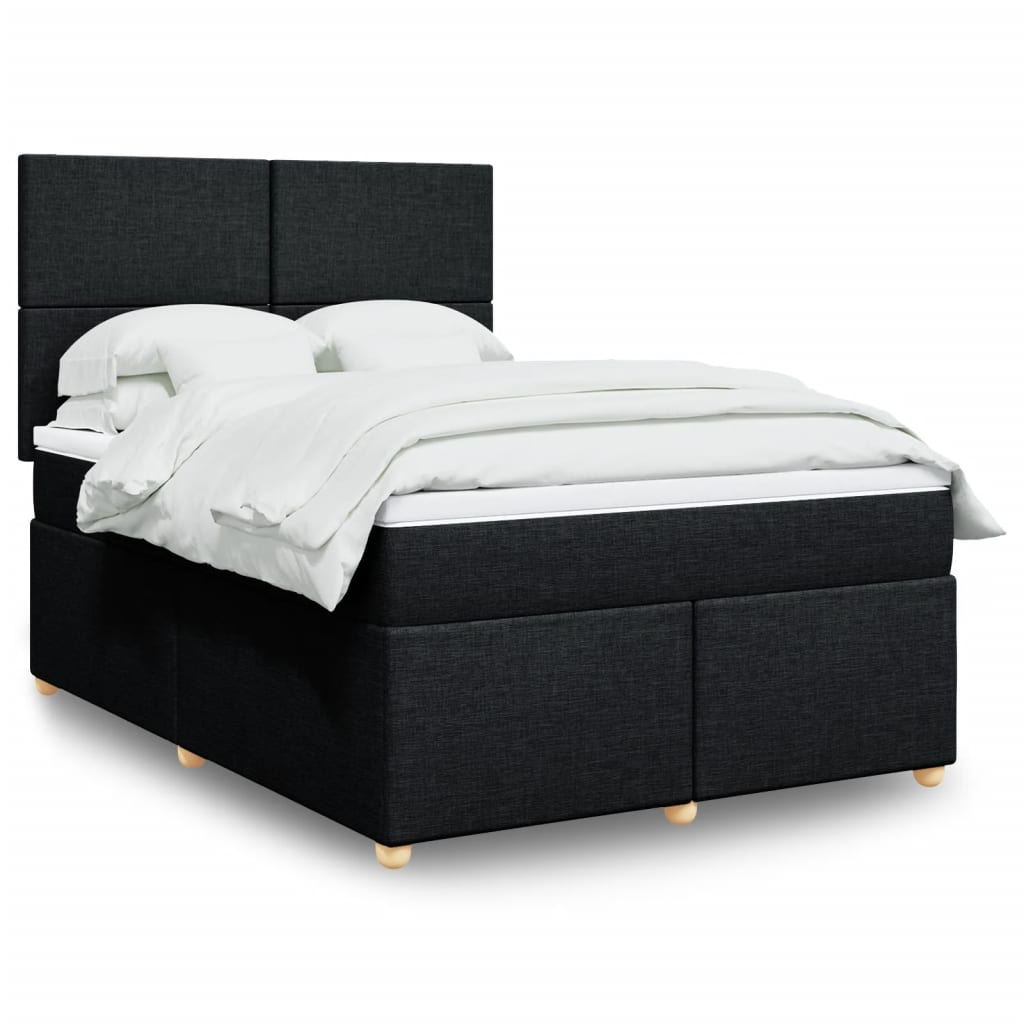 Boxspring met matras stof zwart 140x190 cm Bedden & bedframes | Creëer jouw Trendy Thuis | Gratis bezorgd & Retour | Trendy.nl