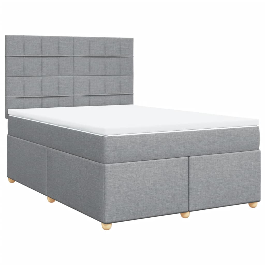 Boxspring met matras stof lichtgrijs 140x190 cm Bedden & bedframes | Creëer jouw Trendy Thuis | Gratis bezorgd & Retour | Trendy.nl