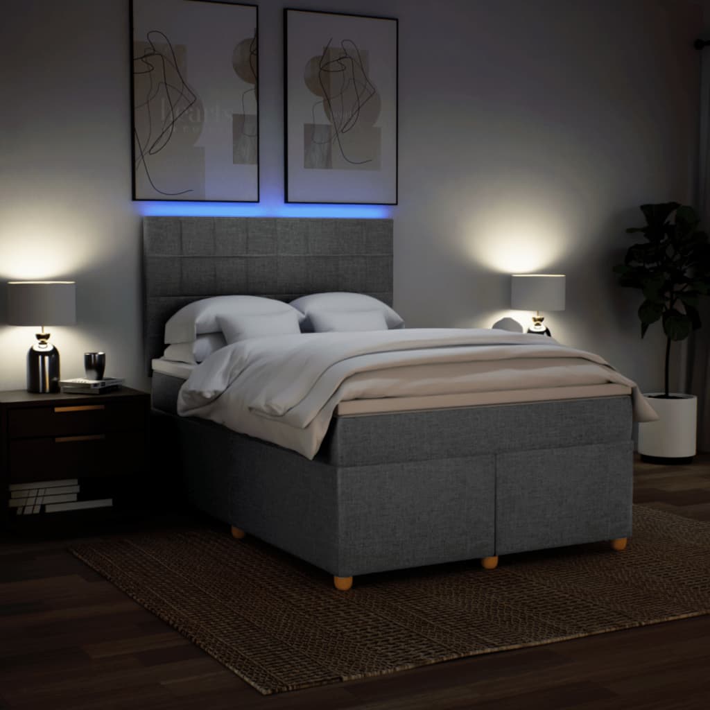 Boxspring met matras stof lichtgrijs 140x190 cm Bedden & bedframes | Creëer jouw Trendy Thuis | Gratis bezorgd & Retour | Trendy.nl