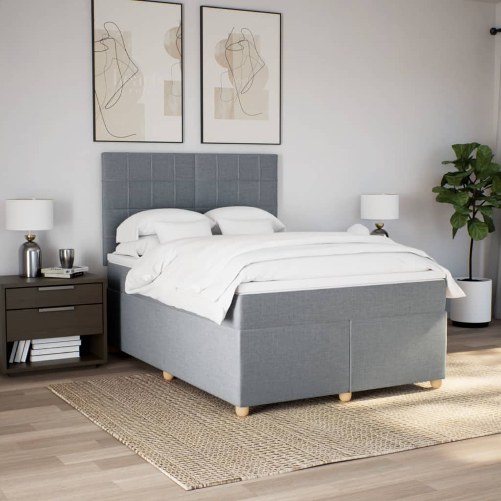 Boxspring met matras stof lichtgrijs 140x190 cm Bedden & bedframes | Creëer jouw Trendy Thuis | Gratis bezorgd & Retour | Trendy.nl