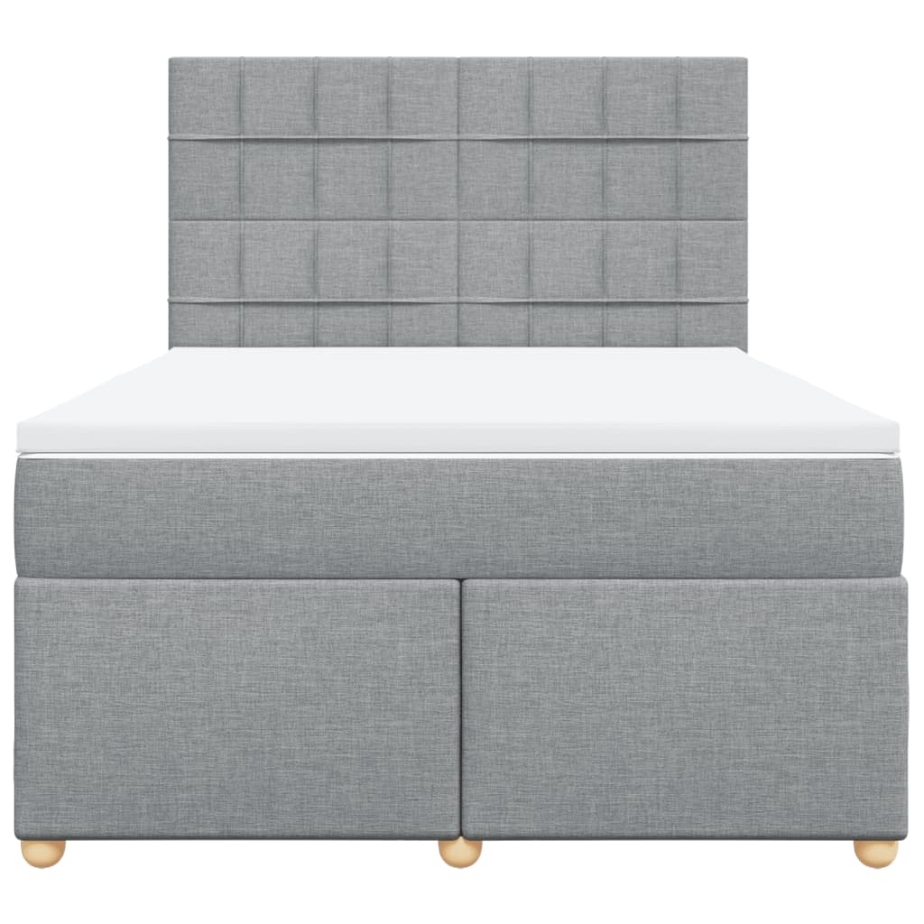 Boxspring met matras stof lichtgrijs 140x190 cm Bedden & bedframes | Creëer jouw Trendy Thuis | Gratis bezorgd & Retour | Trendy.nl