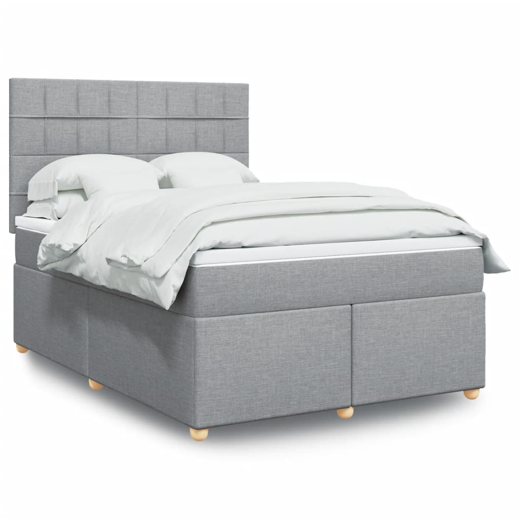 Boxspring met matras stof lichtgrijs 140x190 cm Bedden & bedframes | Creëer jouw Trendy Thuis | Gratis bezorgd & Retour | Trendy.nl