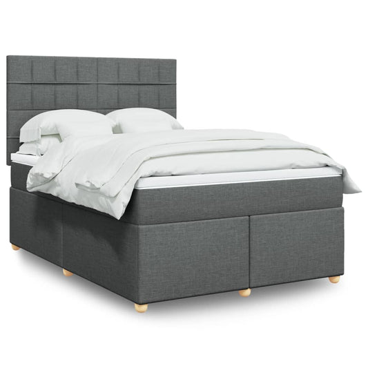 Boxspring met matras stof donkergrijs 140x190 cm Bedden & bedframes | Creëer jouw Trendy Thuis | Gratis bezorgd & Retour | Trendy.nl