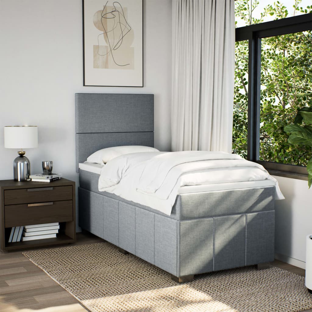 Boxspring met matras stof lichtgrijs 90x190 cm Bedden & bedframes | Creëer jouw Trendy Thuis | Gratis bezorgd & Retour | Trendy.nl