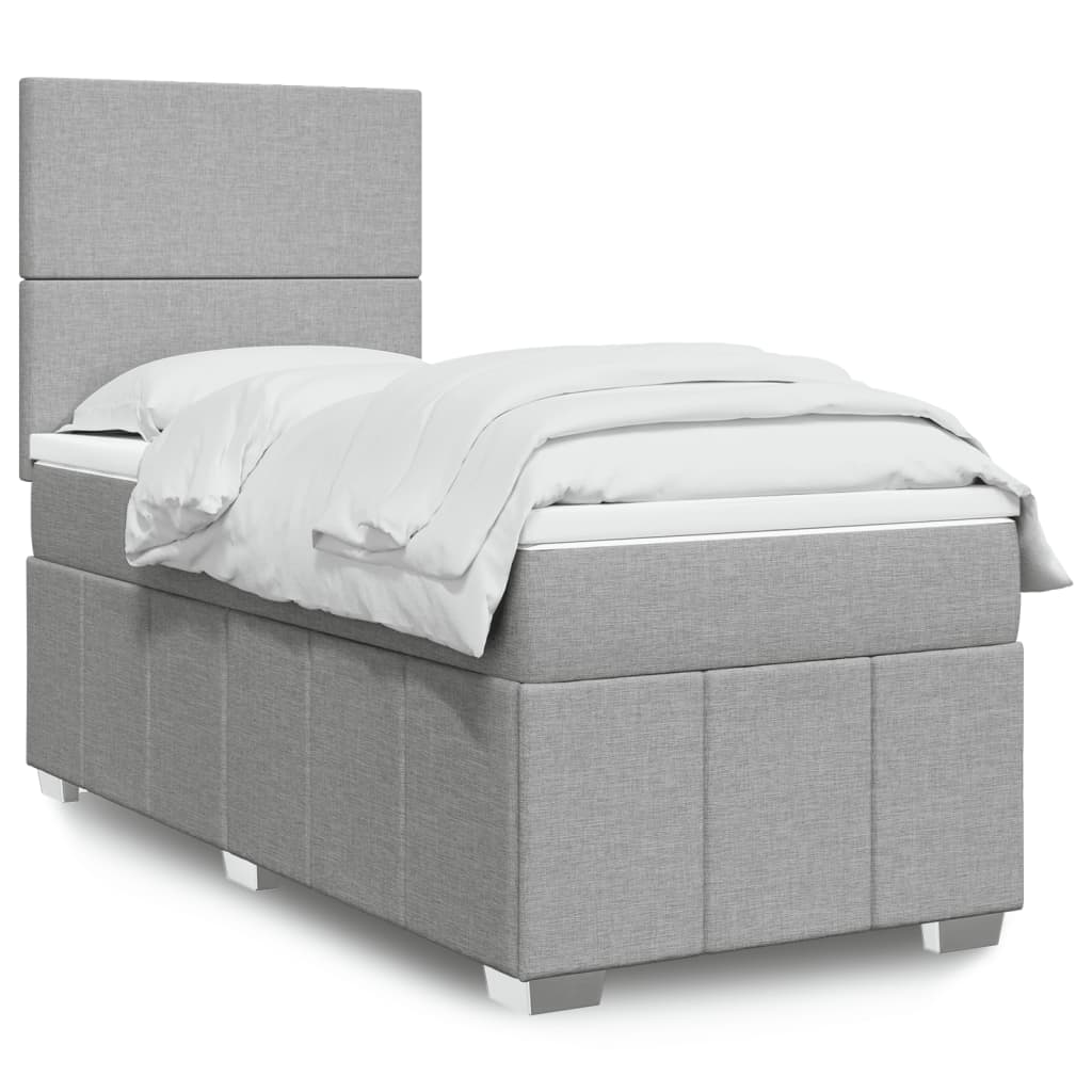 Boxspring met matras stof lichtgrijs 90x190 cm Bedden & bedframes | Creëer jouw Trendy Thuis | Gratis bezorgd & Retour | Trendy.nl