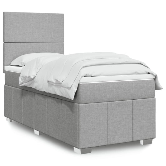 Boxspring met matras stof lichtgrijs 90x190 cm Bedden & bedframes | Creëer jouw Trendy Thuis | Gratis bezorgd & Retour | Trendy.nl