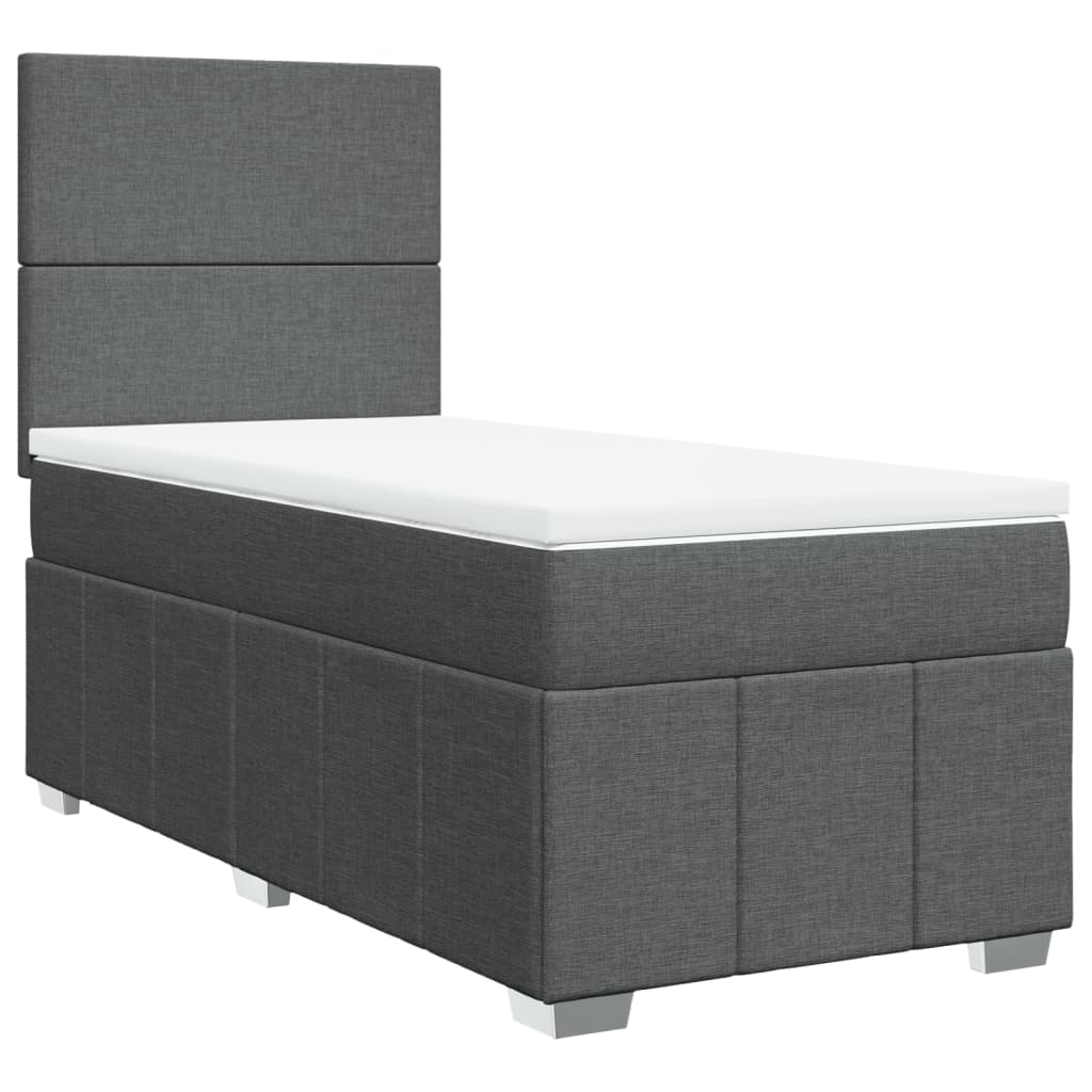 Boxspring met matras stof donkergrijs 90x190 cm Bedden & bedframes | Creëer jouw Trendy Thuis | Gratis bezorgd & Retour | Trendy.nl