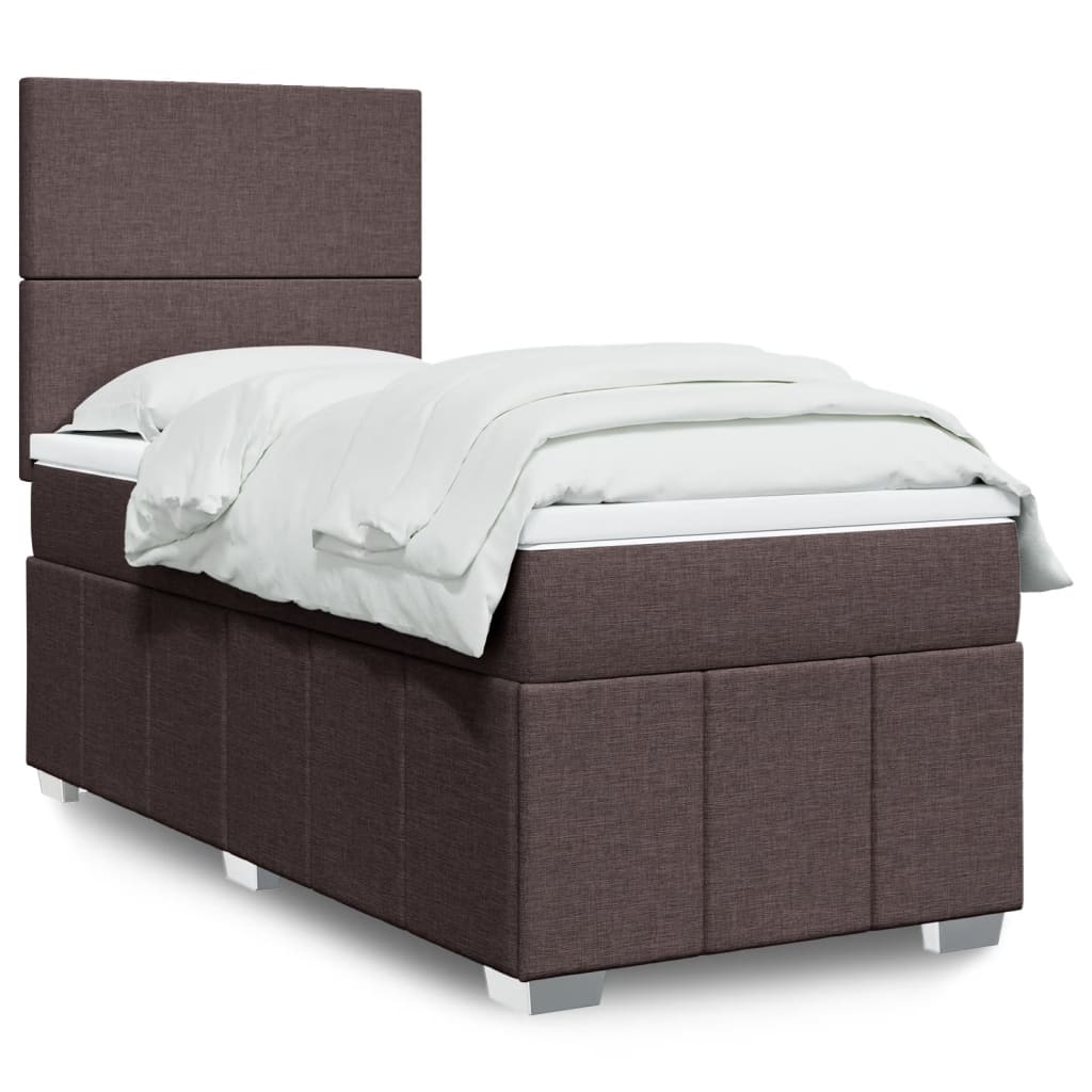 Boxspring met matras stof donkerbruin 90x190 cm Bedden & bedframes | Creëer jouw Trendy Thuis | Gratis bezorgd & Retour | Trendy.nl