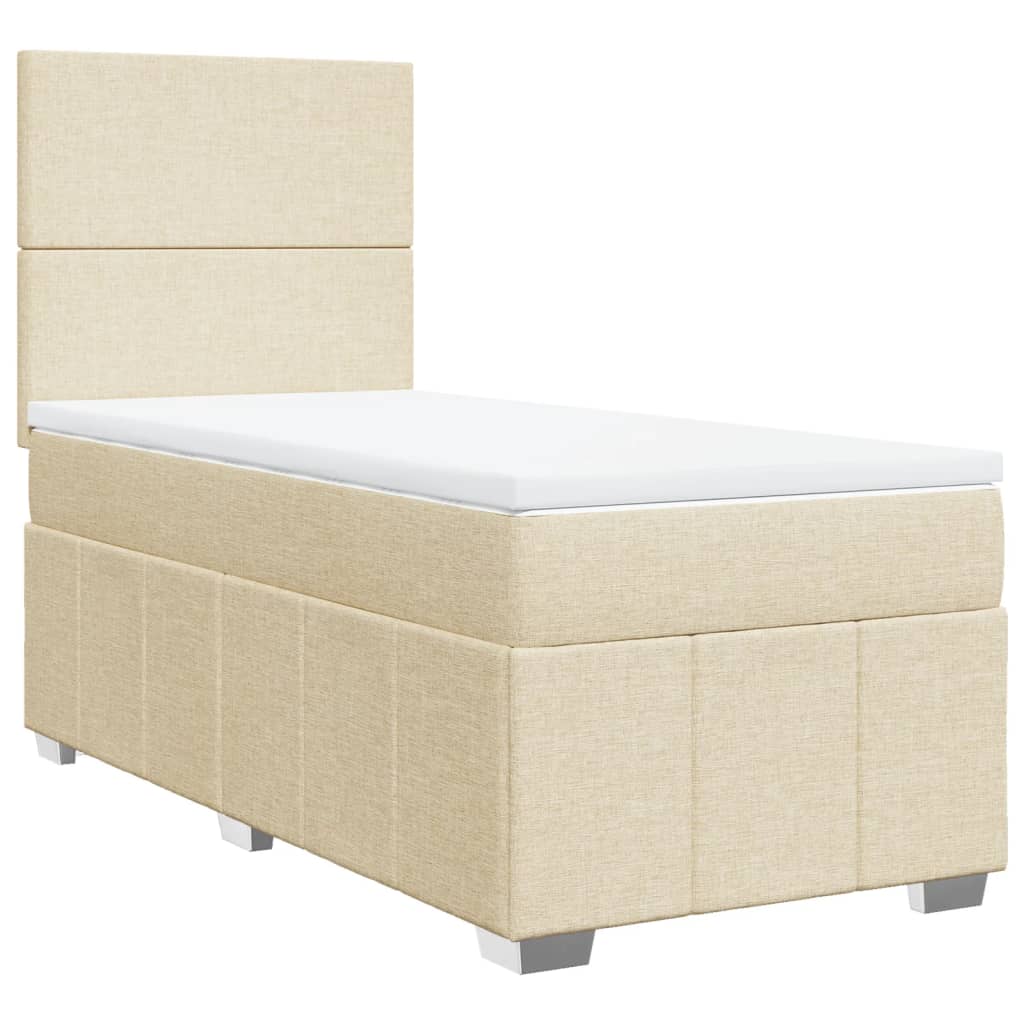 Boxspring met matras stof crèmekleurig 90x190 cm