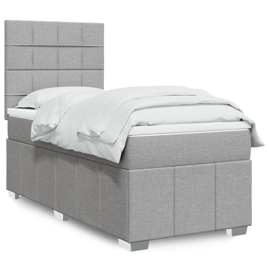 Boxspring met matras stof lichtgrijs 90x190 cm Bedden & bedframes | Creëer jouw Trendy Thuis | Gratis bezorgd & Retour | Trendy.nl