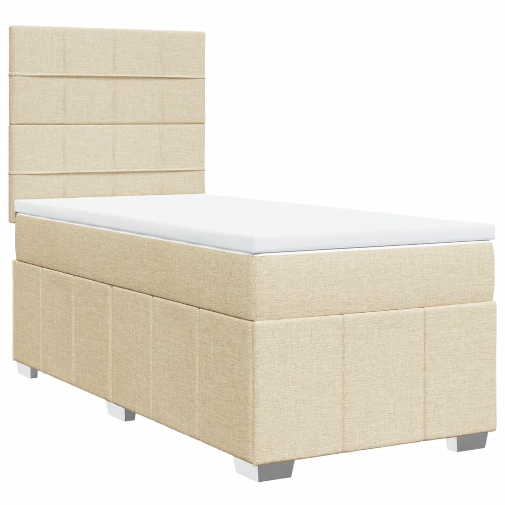 Boxspring met matras stof crèmekleurig 90x190 cm