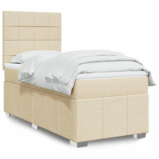 Boxspring met matras stof crèmekleurig 90x190 cm