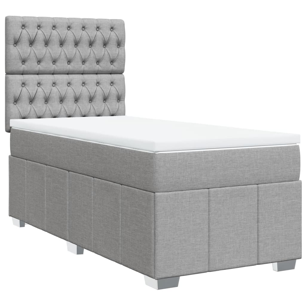 Boxspring met matras stof lichtgrijs 90x190 cm Bedden & bedframes | Creëer jouw Trendy Thuis | Gratis bezorgd & Retour | Trendy.nl