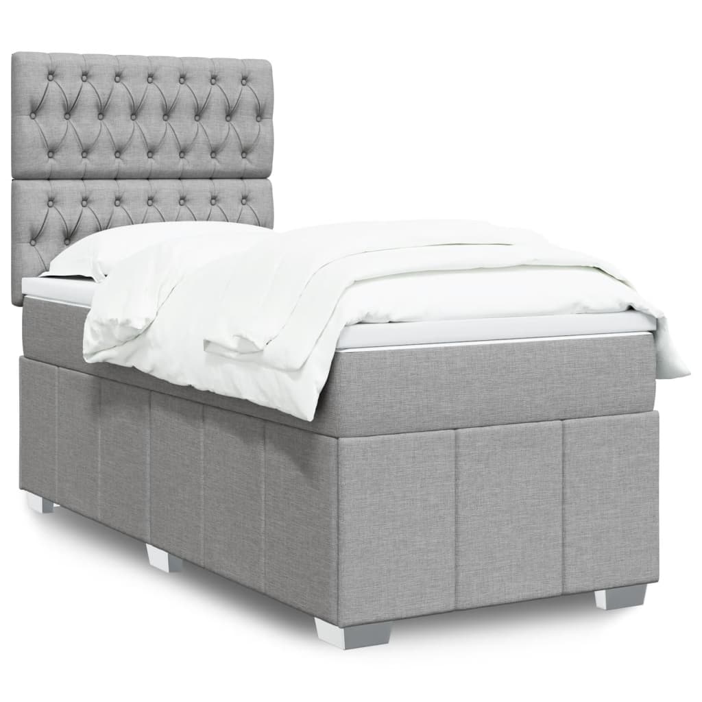 Boxspring met matras stof lichtgrijs 90x190 cm Bedden & bedframes | Creëer jouw Trendy Thuis | Gratis bezorgd & Retour | Trendy.nl