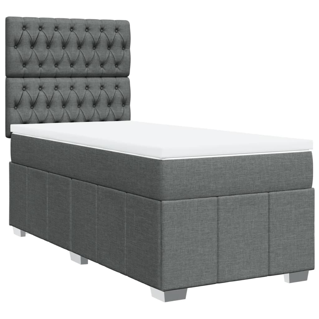 Boxspring met matras stof donkergrijs 90x190 cm Bedden & bedframes | Creëer jouw Trendy Thuis | Gratis bezorgd & Retour | Trendy.nl