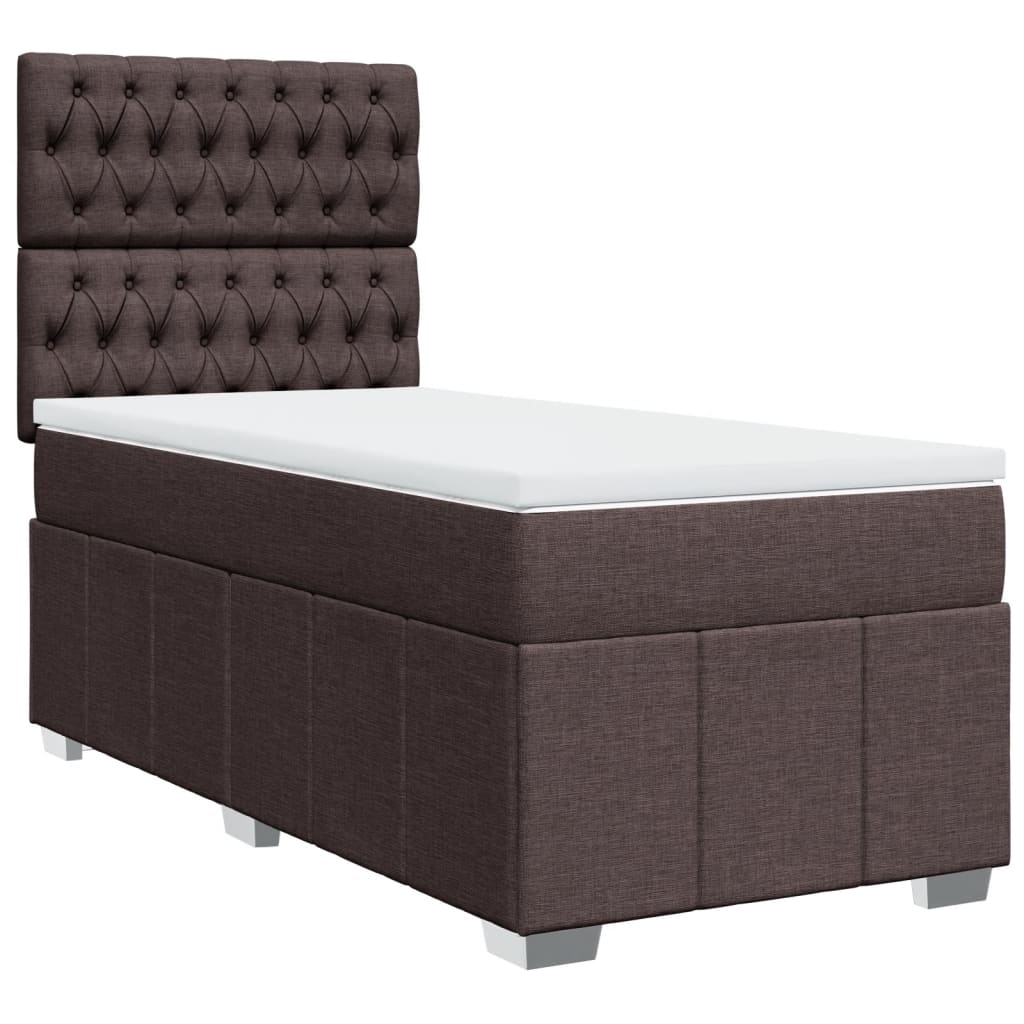 Boxspring met matras stof donkerbruin 90x190 cm Bedden & bedframes | Creëer jouw Trendy Thuis | Gratis bezorgd & Retour | Trendy.nl