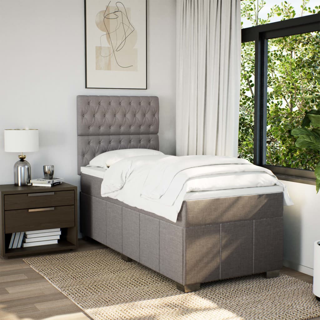 Boxspring met matras stof taupe 90x190 cm Bedden & bedframes | Creëer jouw Trendy Thuis | Gratis bezorgd & Retour | Trendy.nl